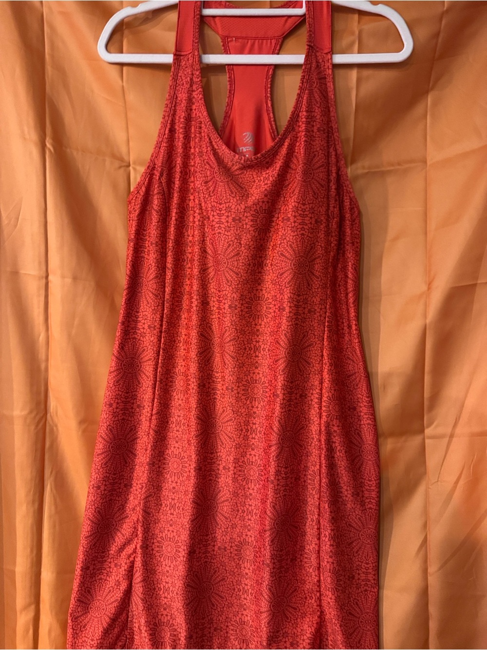 MPG Orange-Red Racerback Floral Tank Top